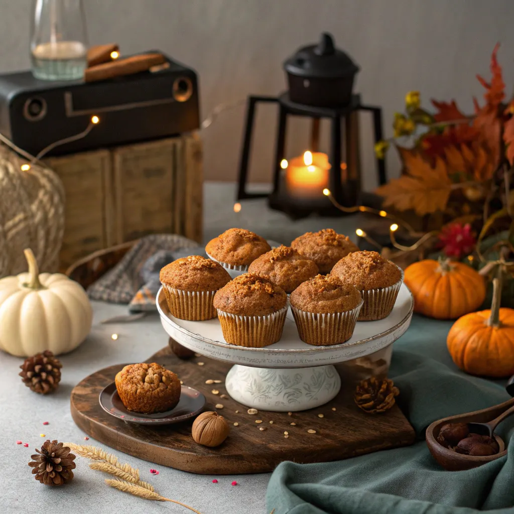 holiday platter of healthy pumpkin muffins