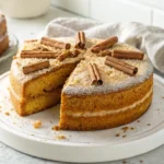 A cozy pumpkin spice cake served