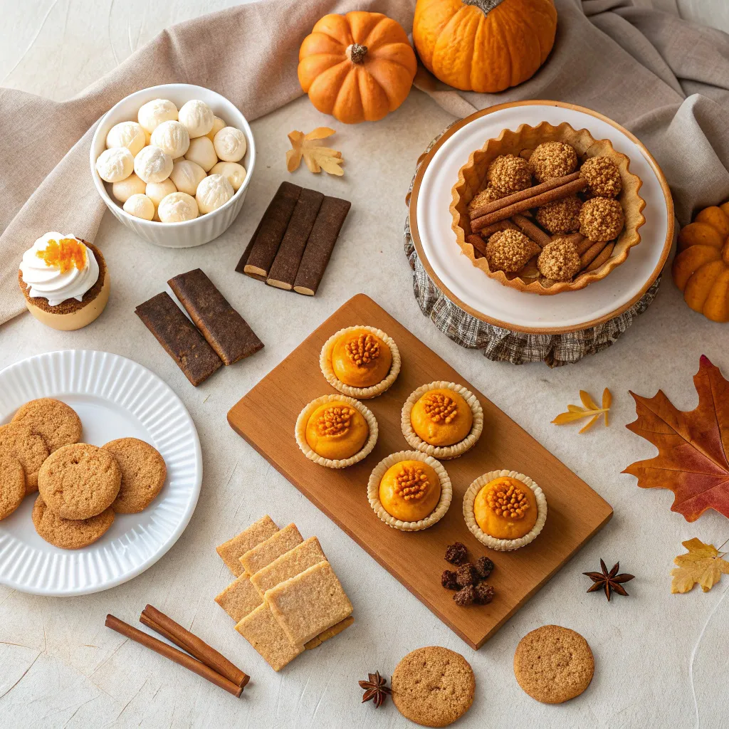 Pumpkin dessert spread with cookies and bars