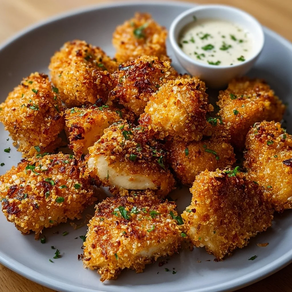 Delicious air fryer ranch-crusted chicken bites ready to serve