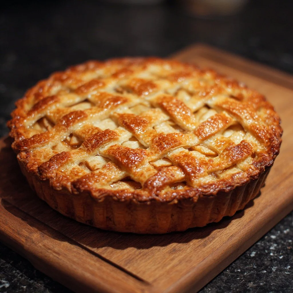 Delicious homemade apple pie with a flaky crust and fresh apple filling.