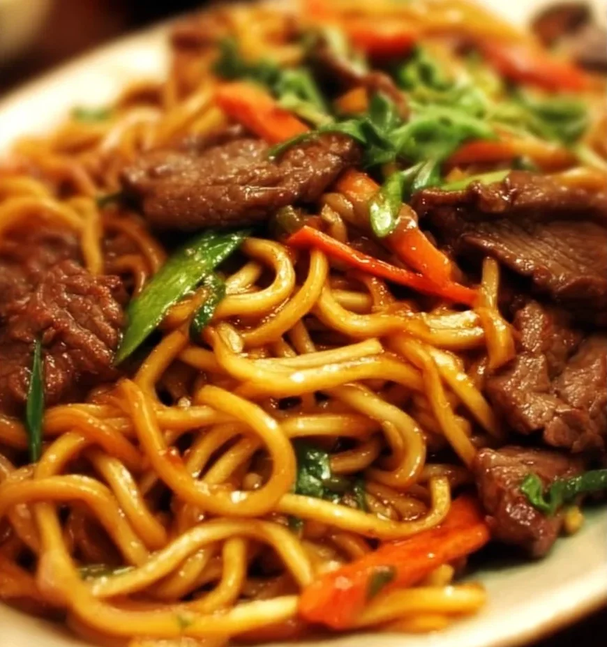 Delicious Beef Lo Mein with tender beef, vegetables, and noodles