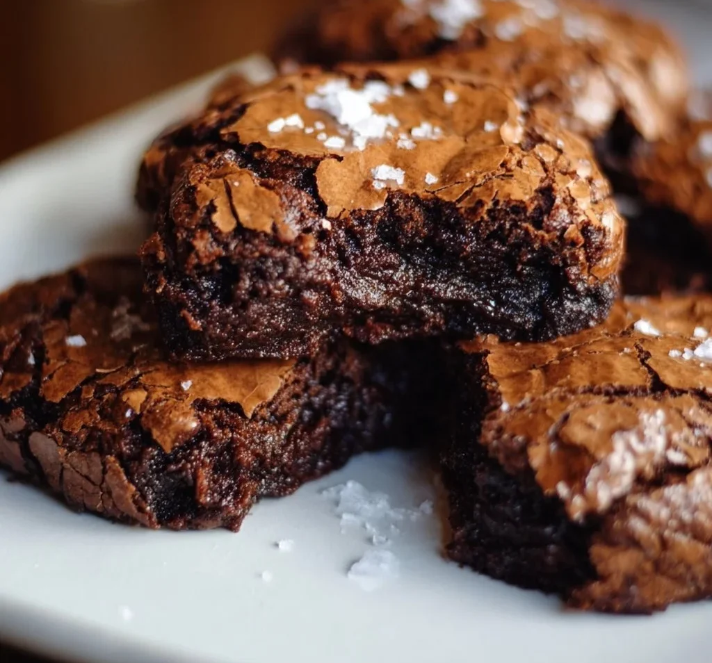 Delicious chocolate fudgy chewy brownies on a plate with a fork