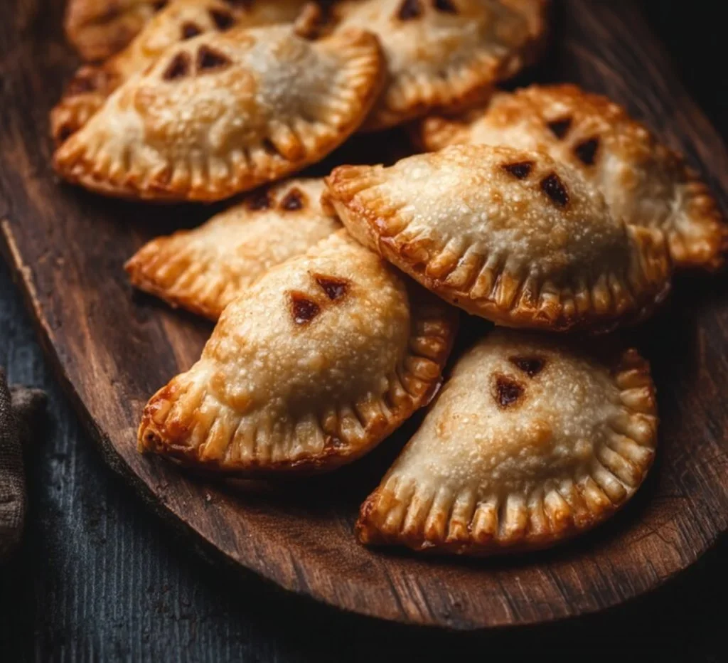 Delicious ghost taco hand pies on a rustic wooden table