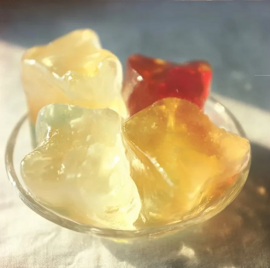 Delicious Ginger Jello dessert served in a glass dish