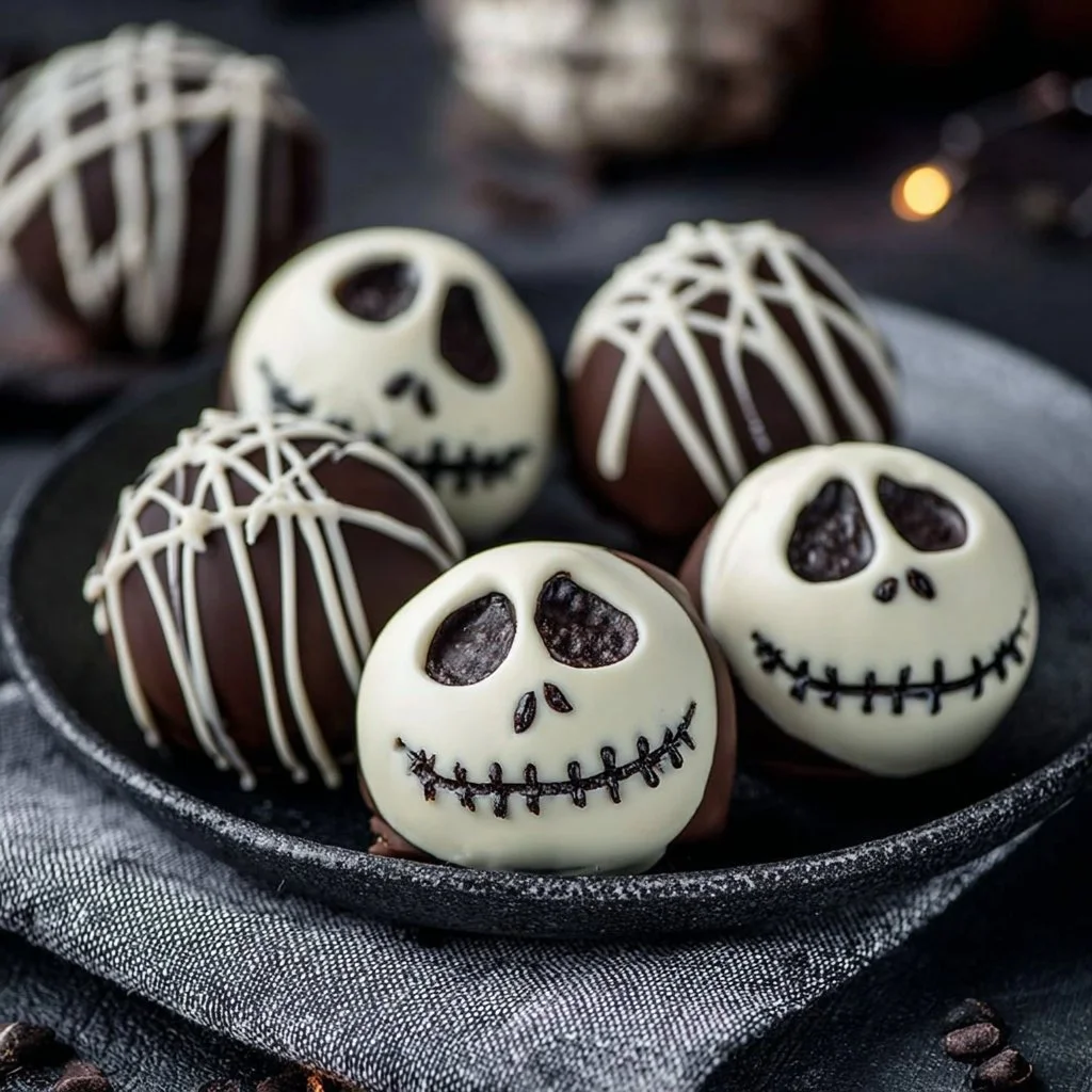 Jack Skellington themed Oreo truffles for Halloween treats