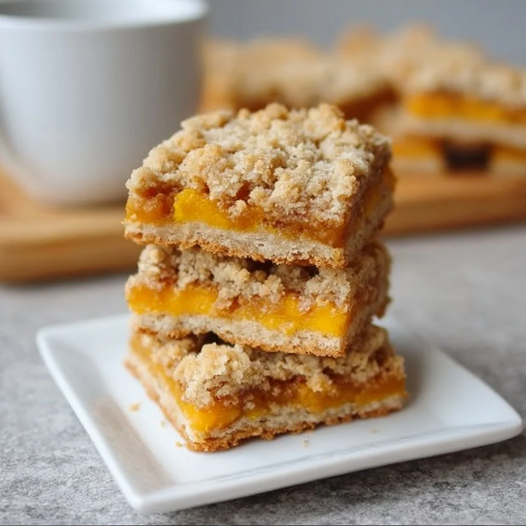 Delicious Mango Crumb Bars topped with buttery crumble and fresh mango slices