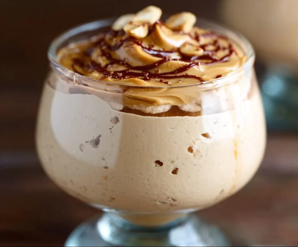 Delicious homemade peanut butter mousse made with 4 ingredients, no gelatin required.