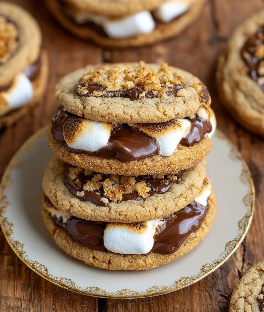 Delicious S'mores Cookies with chocolate, marshmallows, and graham crackers