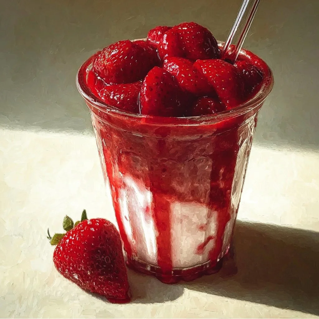 Delicious homemade strawberry compote in a bowl with fresh strawberries