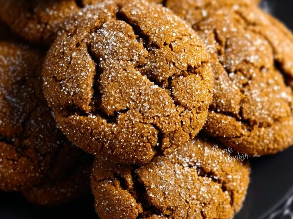 Freshly baked super soft molasses cookies on a plate