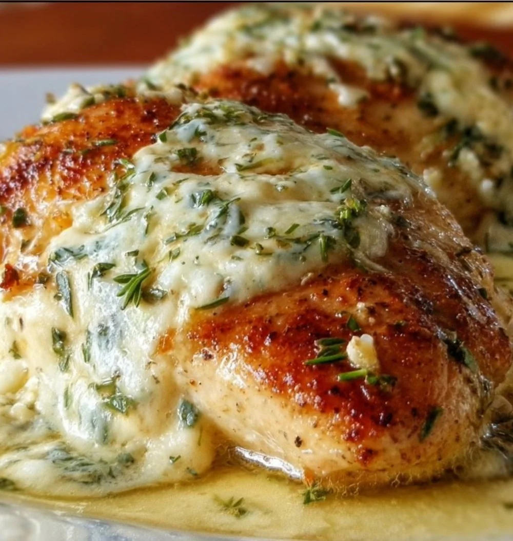 Baked cream cheese chicken dish served on a plate