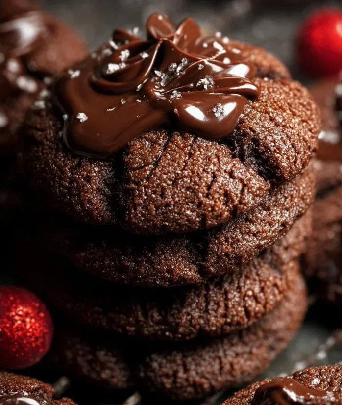 Delicious chocolate butter cookies stacked on a plate