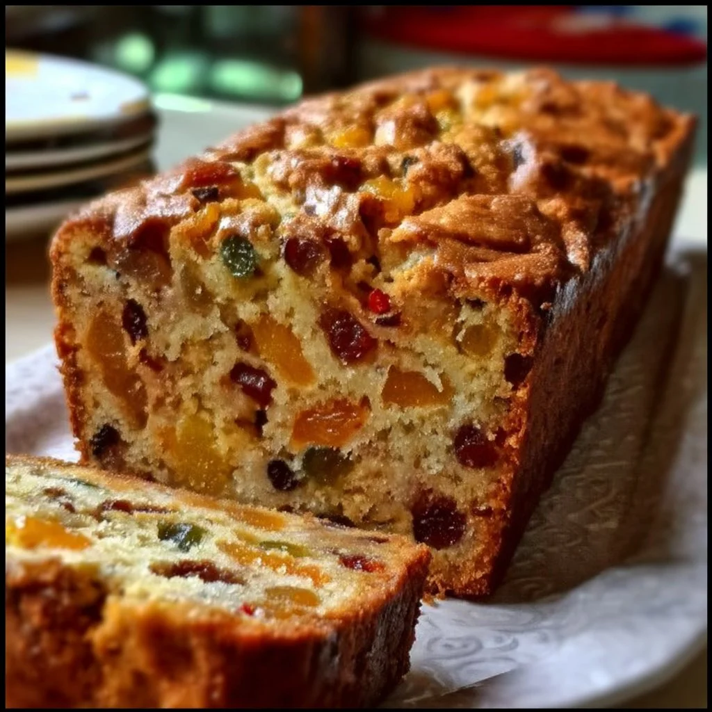 Christmas Apricot and Walnut Fruitcake decorated with festive toppings