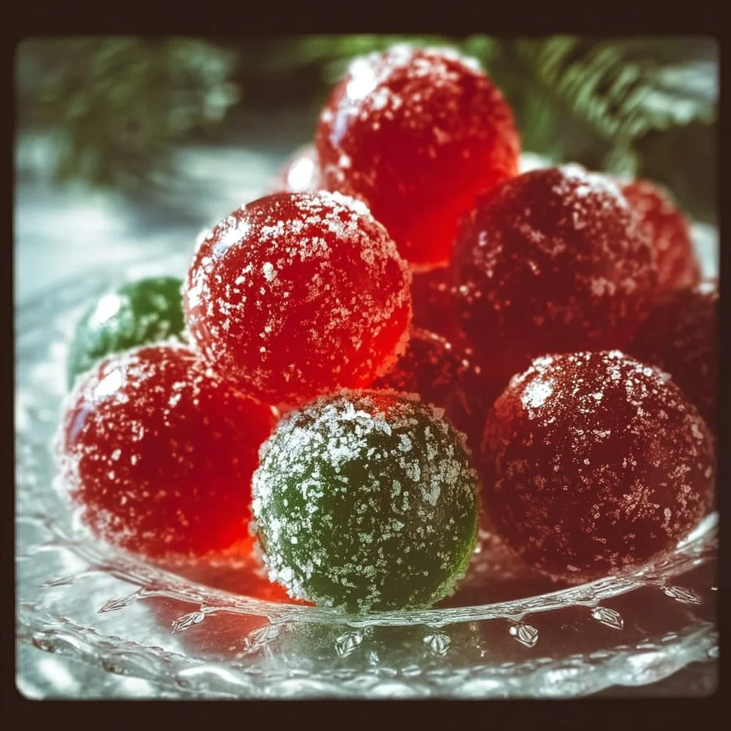 Festive Christmas Jello Balls in a festive setting