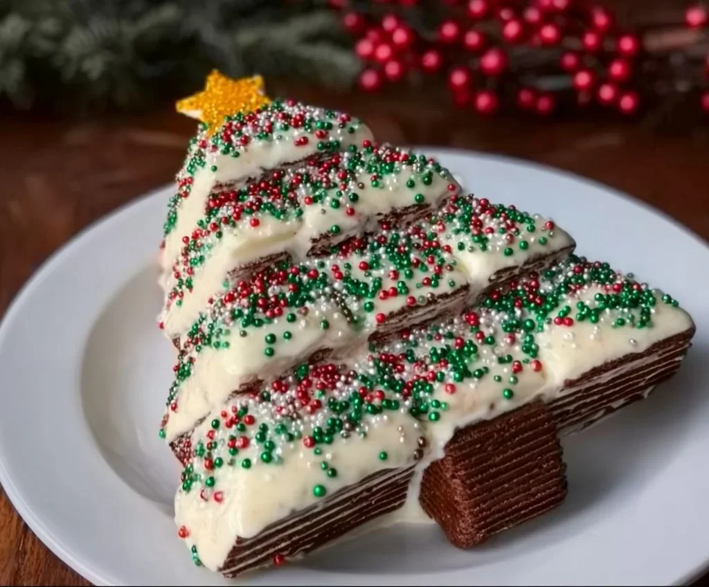 Homemade Christmas Tree Cake inspired by Little Debbie's festive treat