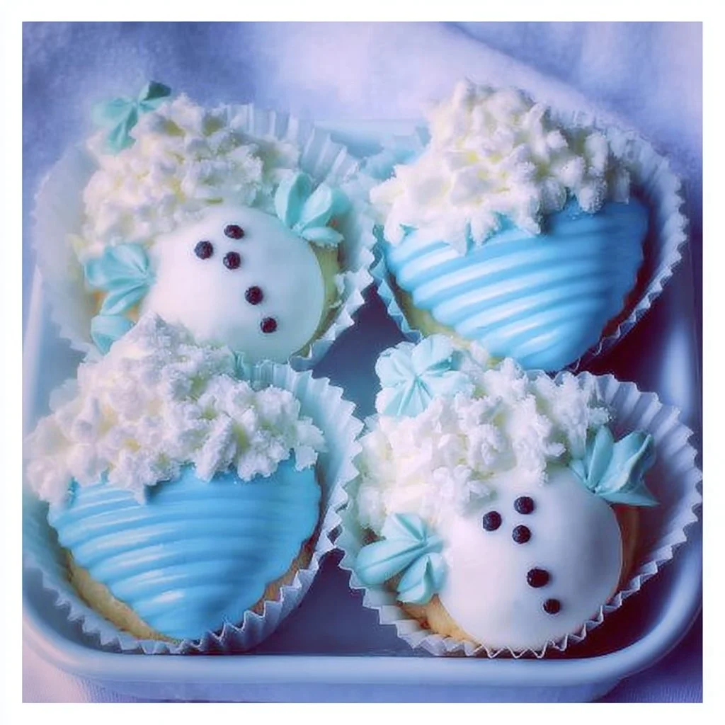 Delicious blue and white frosted treats, perfect for celebrations and desserts.