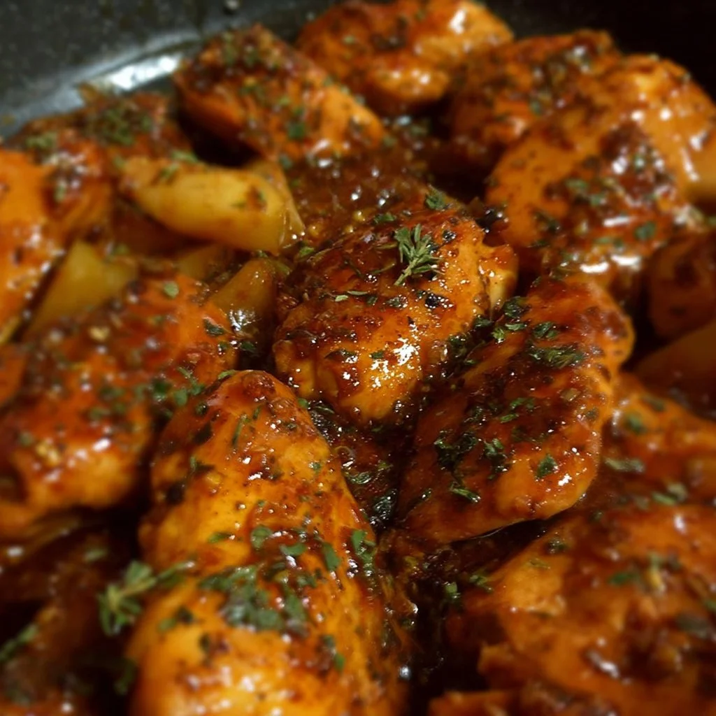 Delicious Easy One Pot Chicken served with vegetables in a single pot for a quick meal.