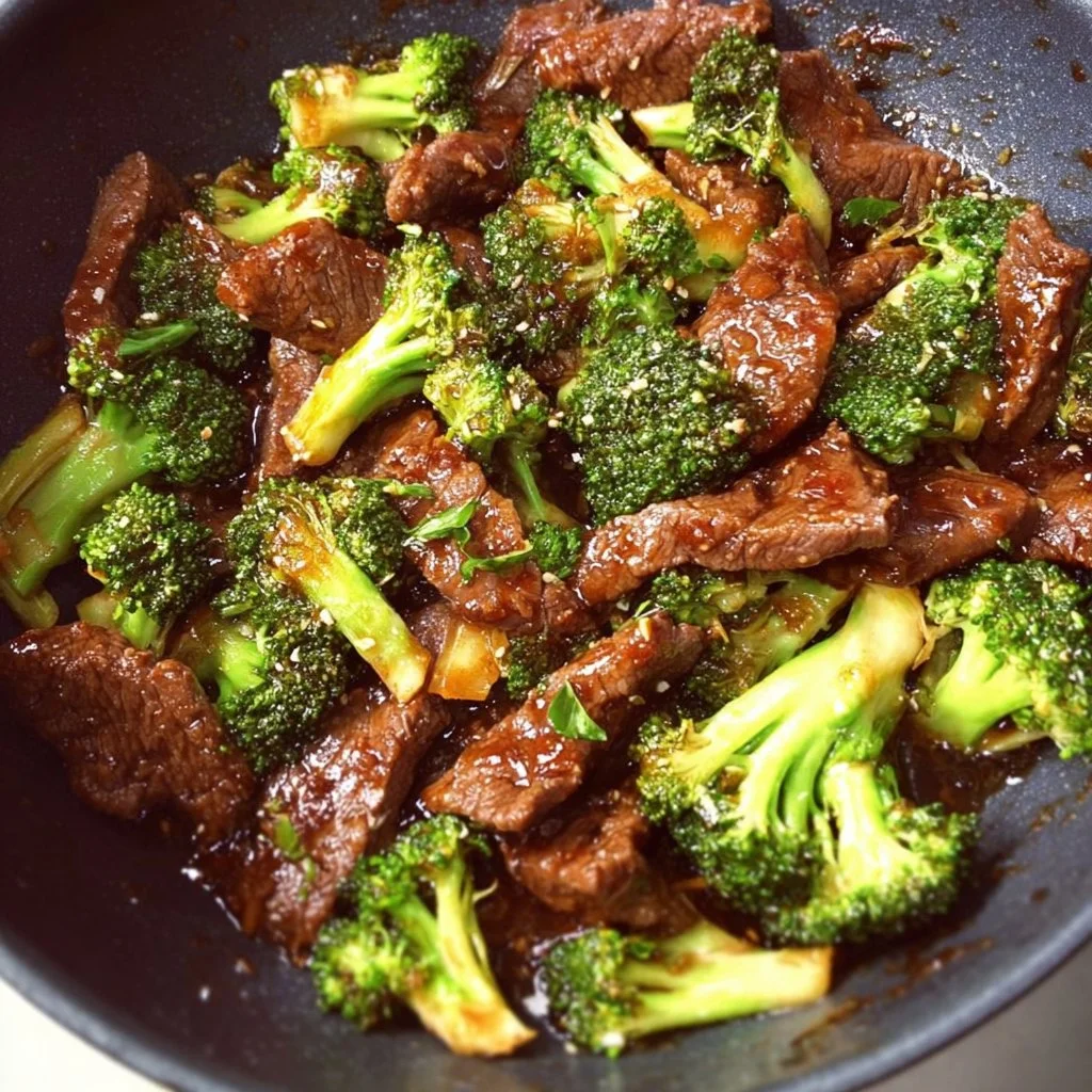 Gluten-free beef and broccoli dish served with rice on a plate