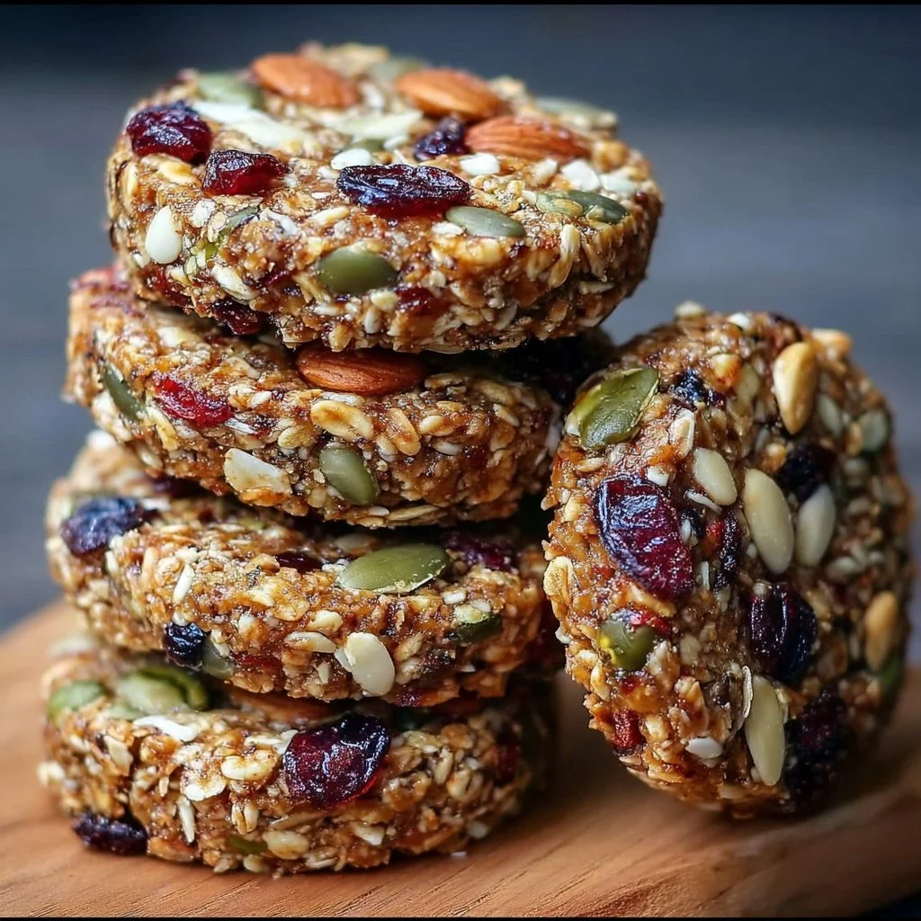 Healthy nut and seed energy cookies loaded with nutrition for a boost of energy.