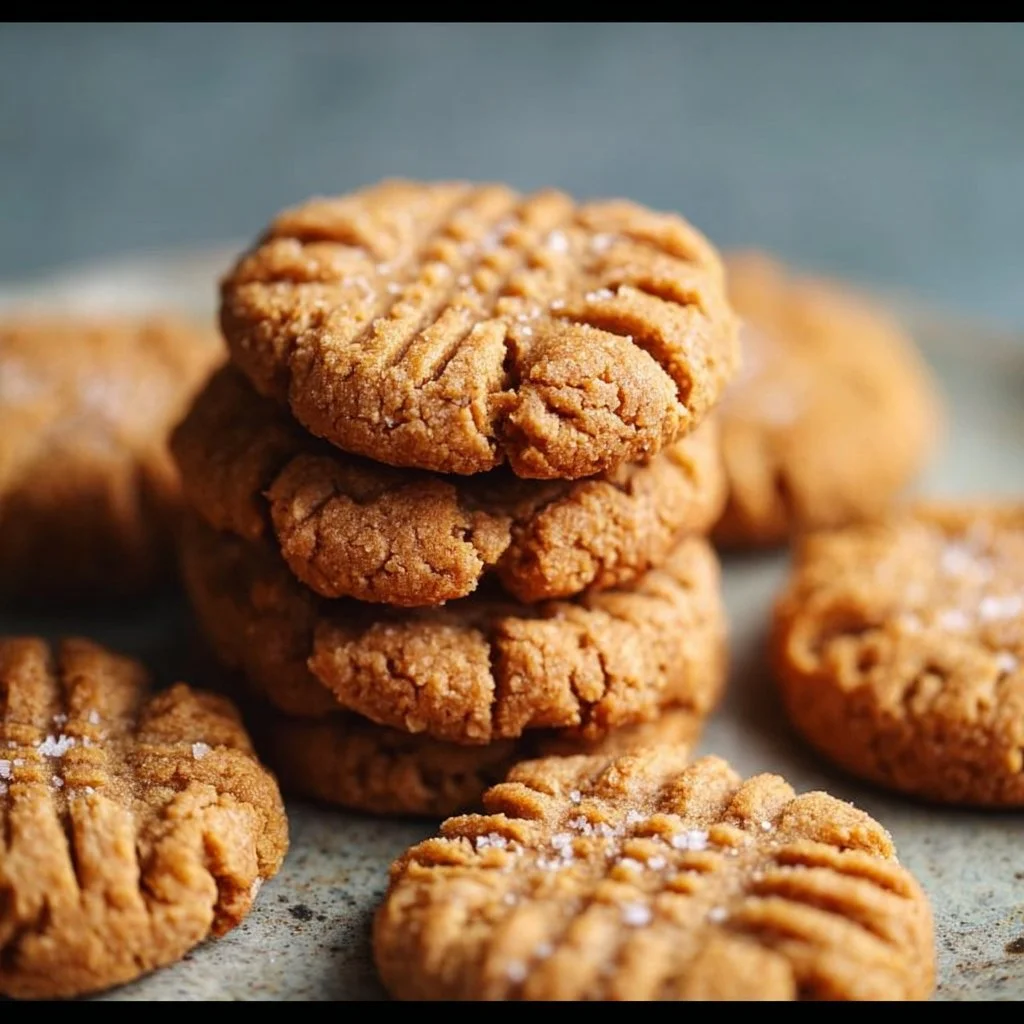 Healthy sugar-free almond flour peanut butter cookies on a plate