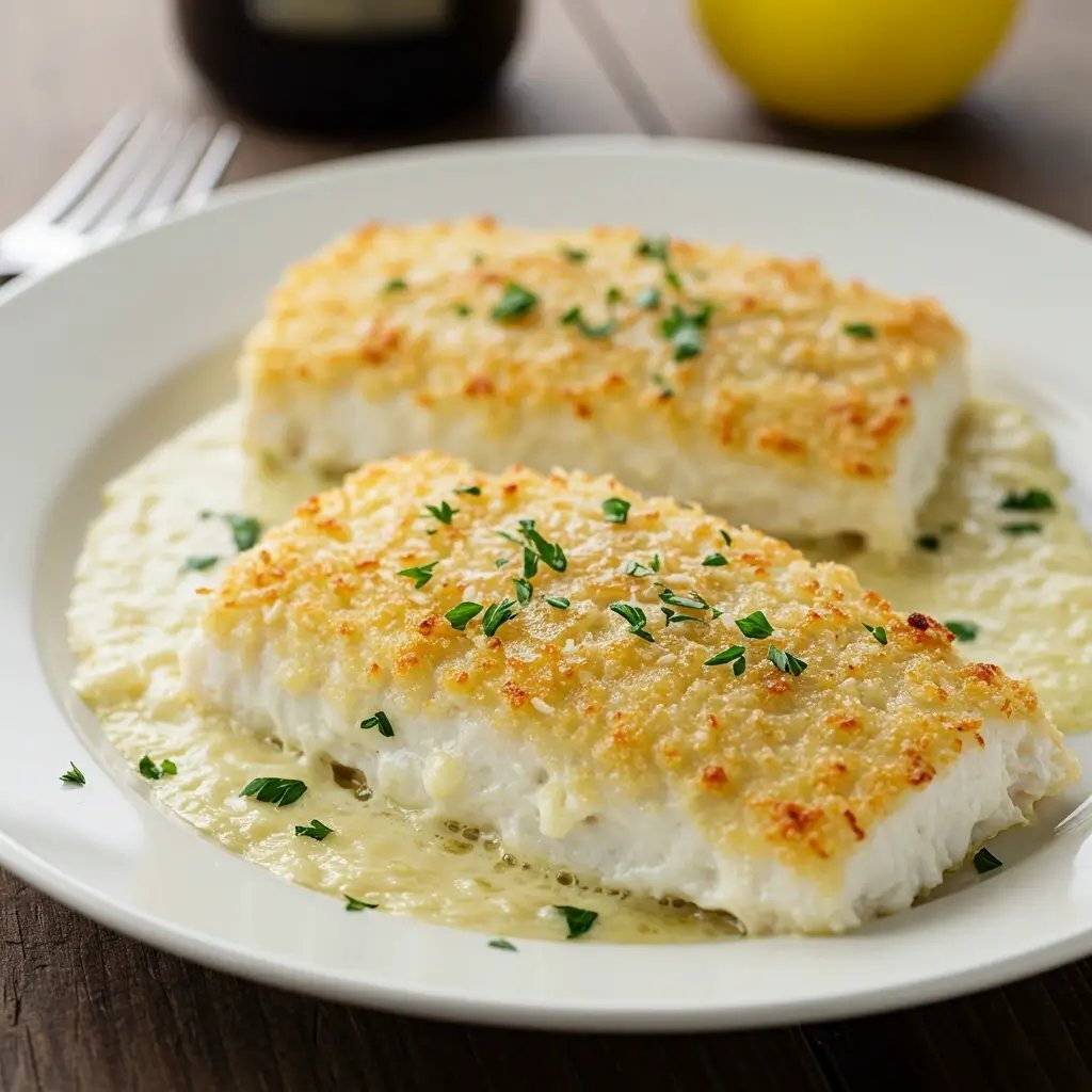 Garlic Parmesan Crusted Halibut