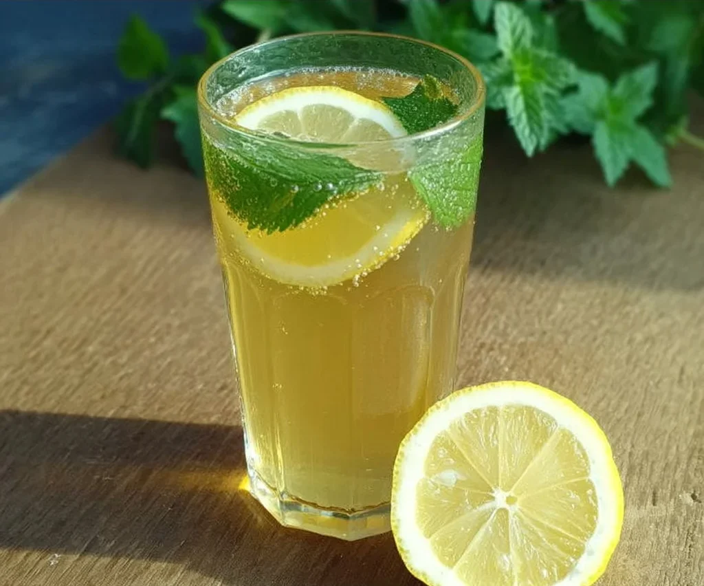 Refreshing detox drink made with lemon balm for weight loss