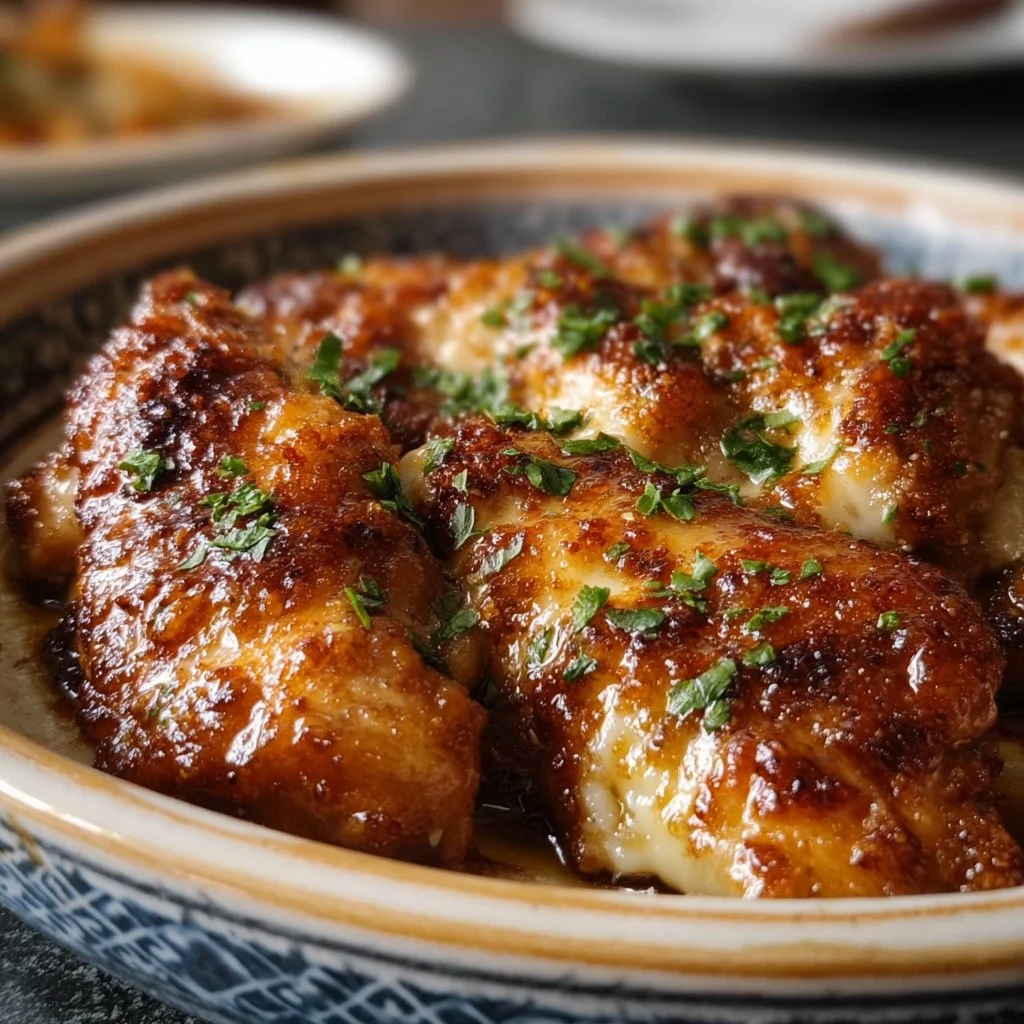 Melt in your mouth chicken dish served with herbs and spices