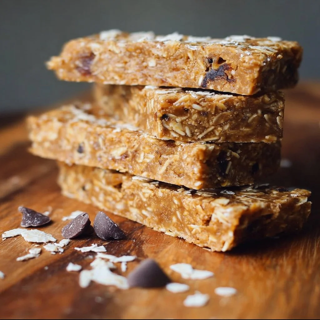 Homemade no-bake oatmeal protein bars ready to enjoy.