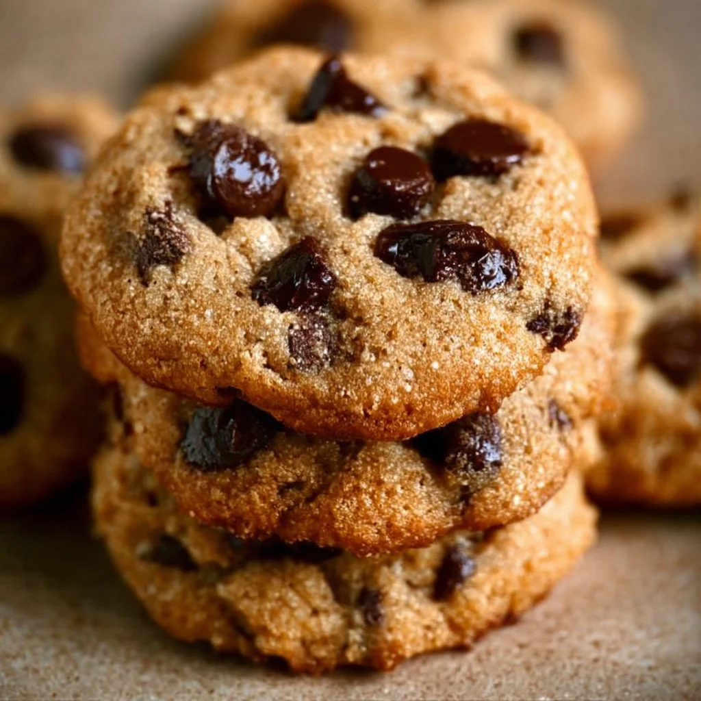 No sugar added almond flour chocolate chip cookies baked fresh.