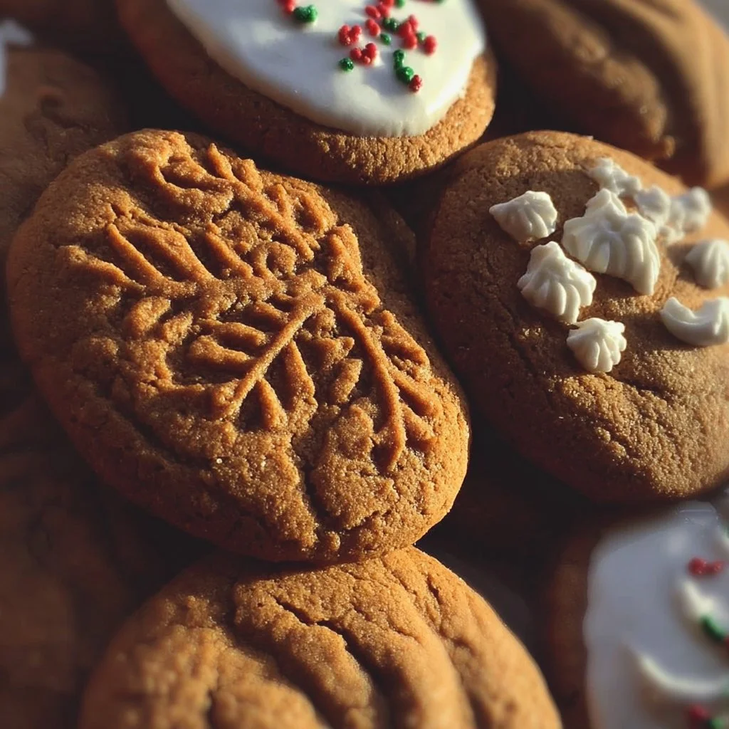 Freshly baked soft gingerbread cookies decorated with icing