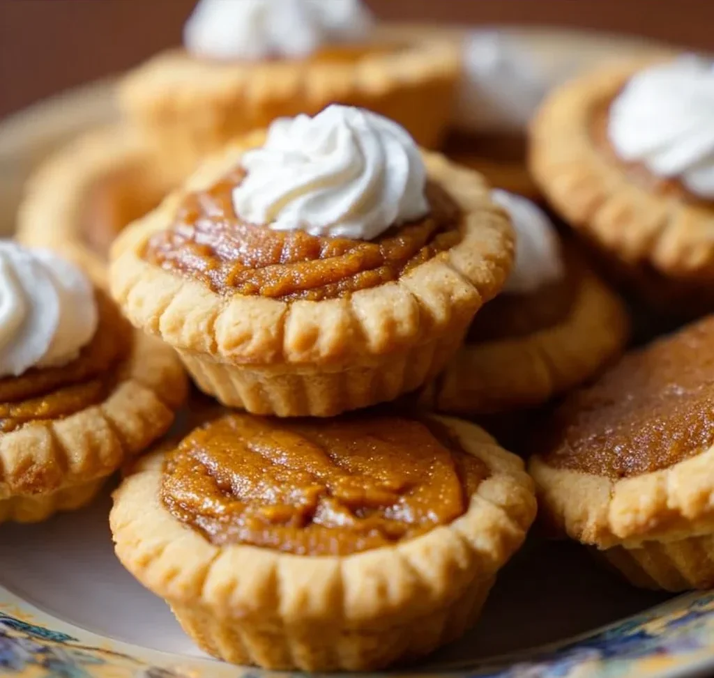 Thanksgiving pumpkin pie cookies arranged on a festive platter.