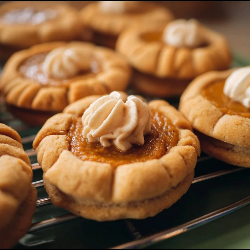 Delicious Thanksgiving pumpkin pie cookies on a festive plate