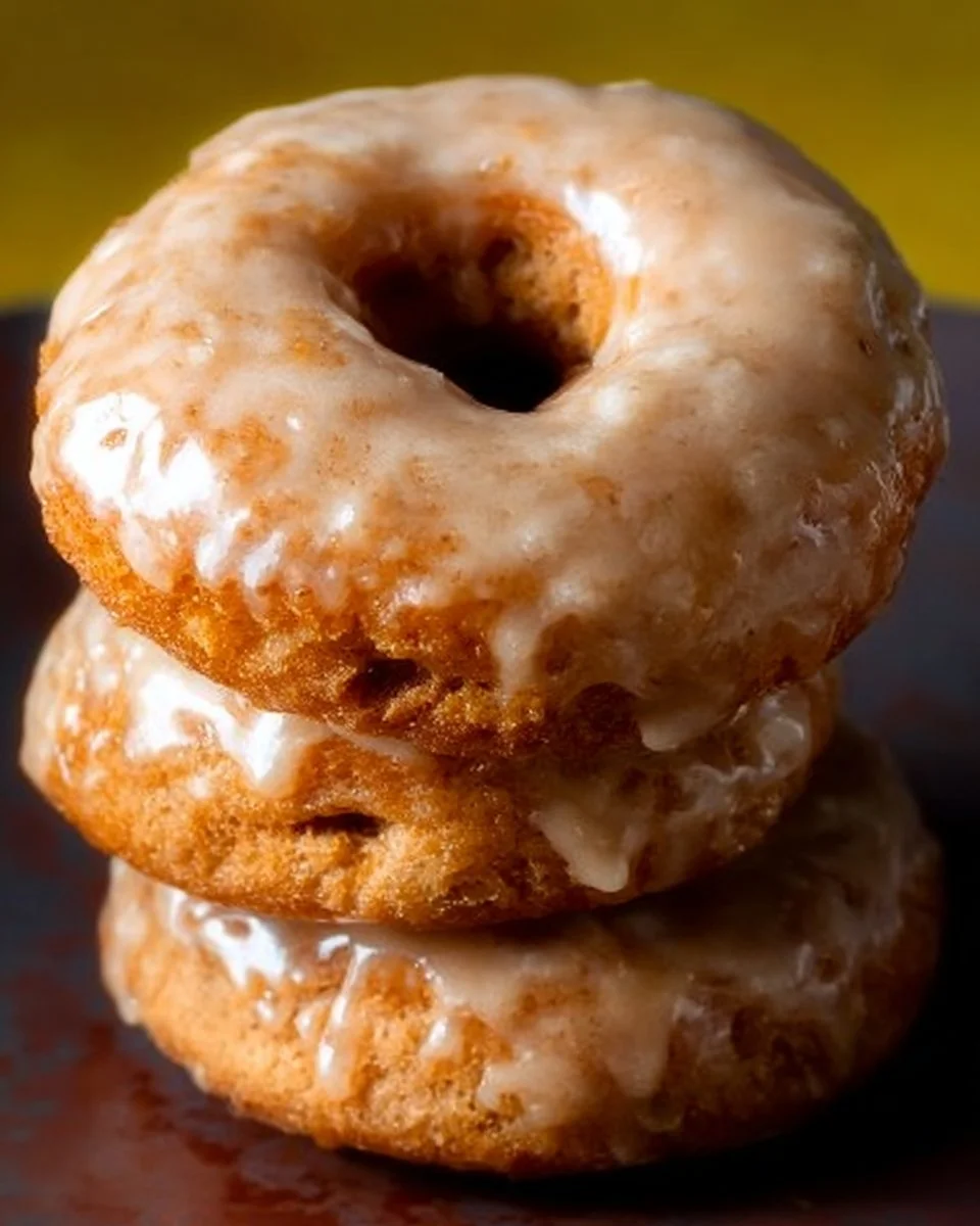 Delicious baked maple glazed donuts on a white plate decorated with sprinkles