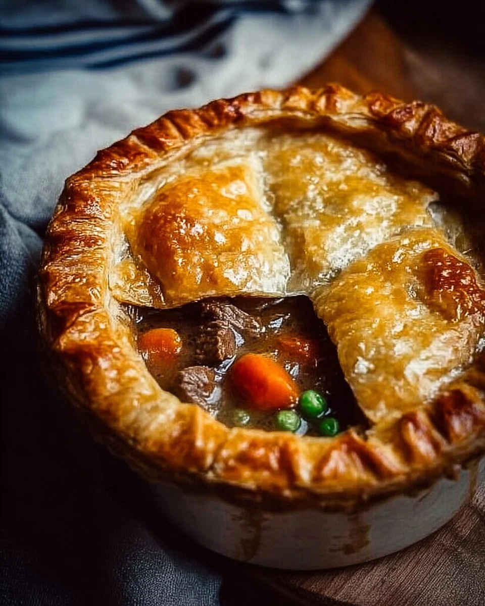 Delicious homemade Beef Pot Pie with flaky crust and savory filling