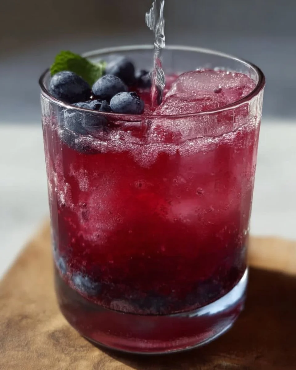 Refreshing Blueberry Ginger Mocktail with fresh blueberries and ginger slices