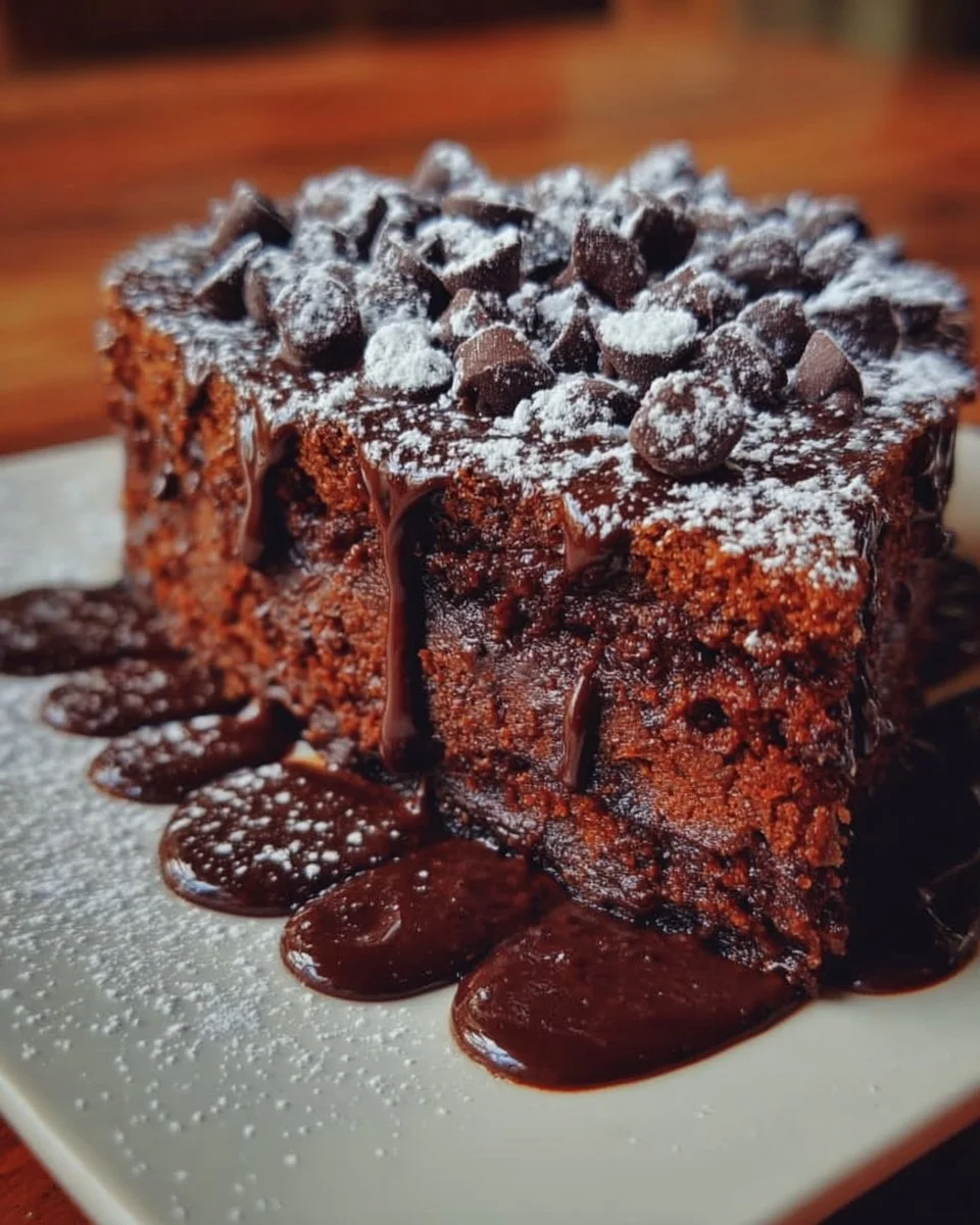 Delicious chocolate dessert on a rustic wooden table