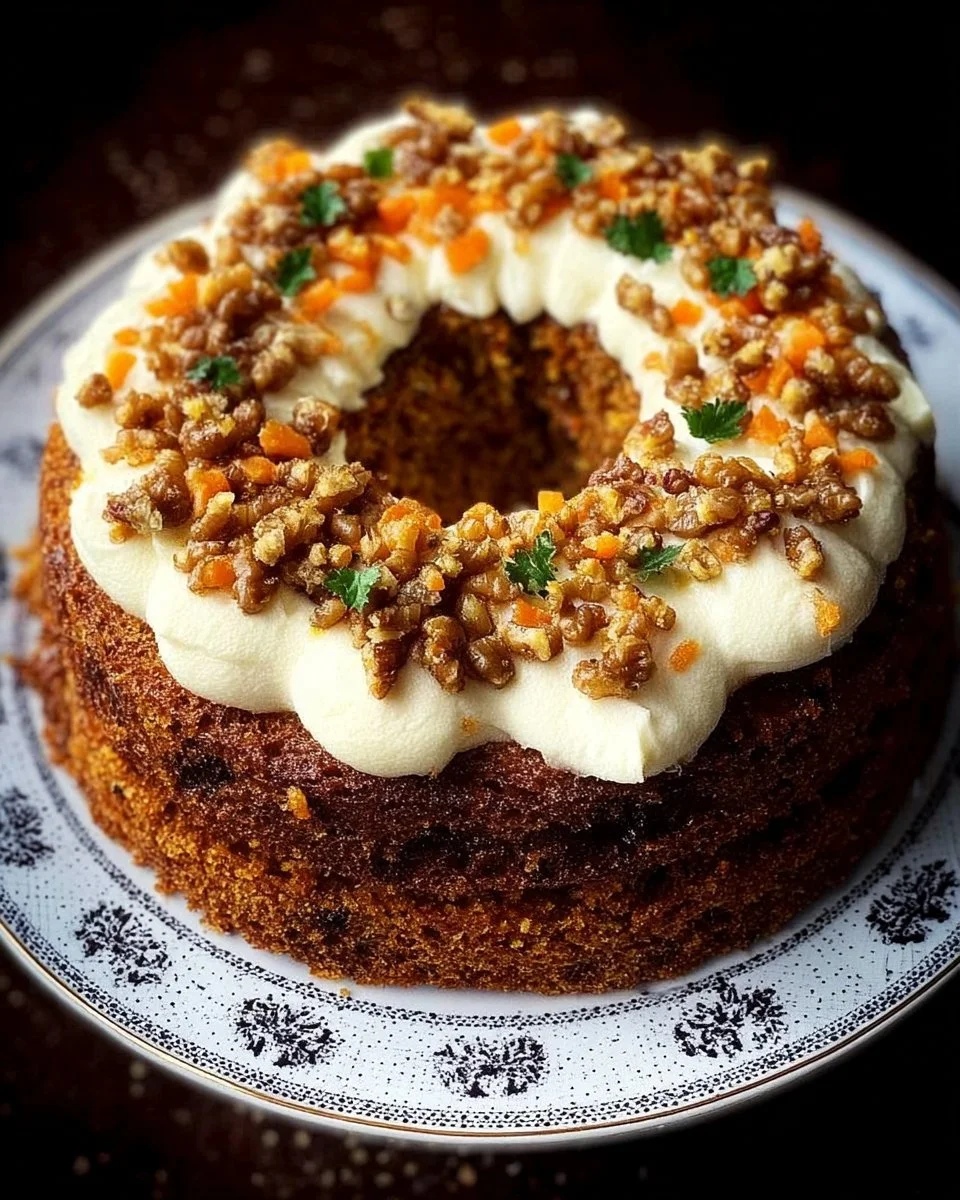 Deliciously spiced Christmas Carrot Cake topped with cream cheese frosting