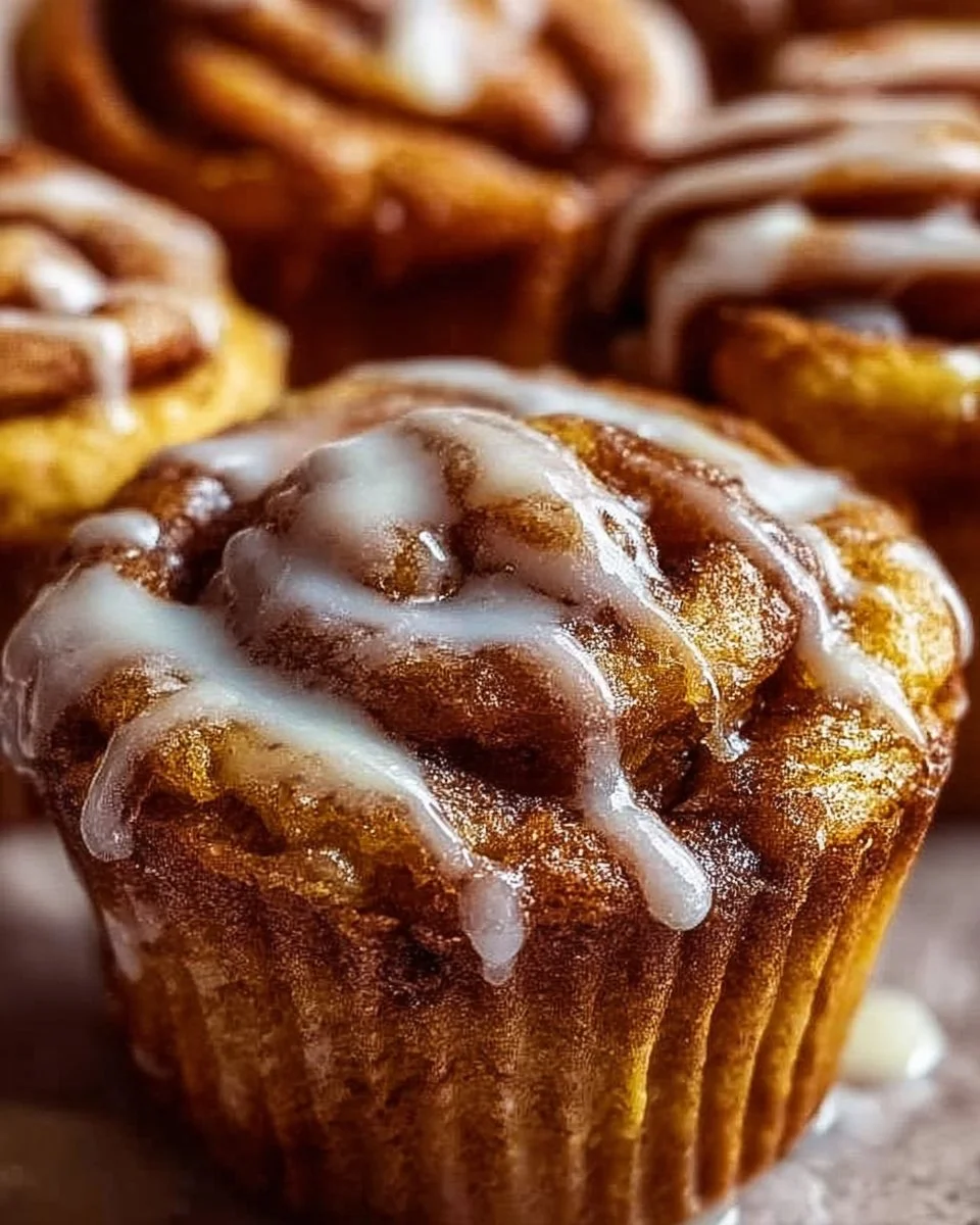 Deliciously baked cinnamon roll muffins topped with sweet icing