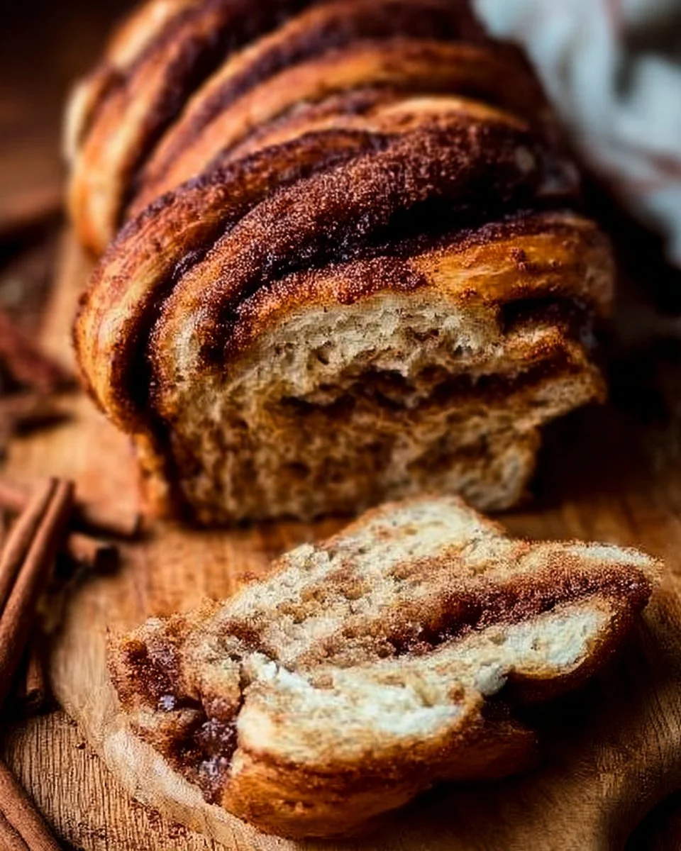 Freshly baked Cinnamon Twisted Bread with cinnamon sugar topping