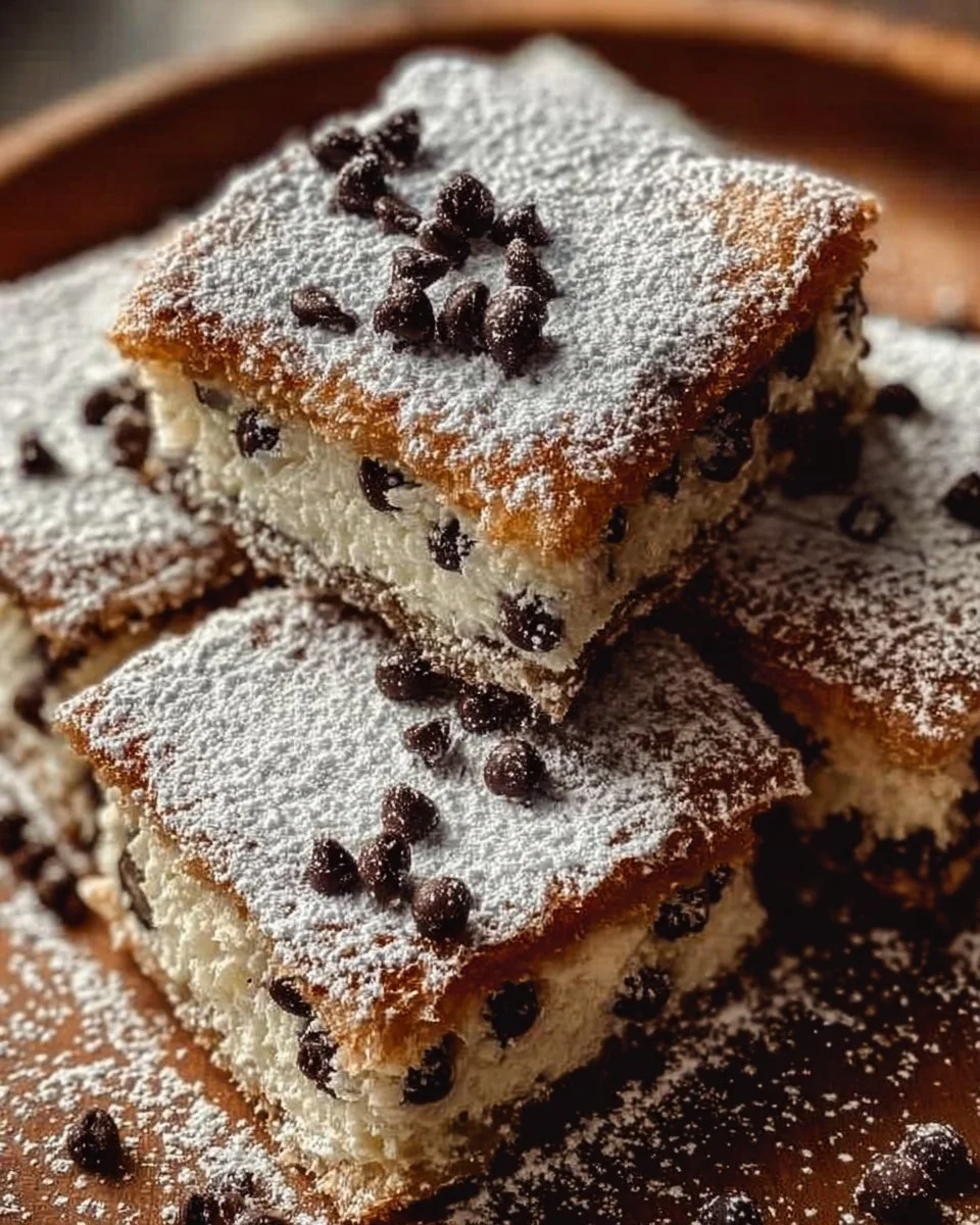 Delicious classic cannoli squares with ricotta filling and chocolate chips