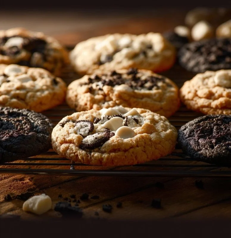 Delicious cookies and cream cookies on a plate, perfect for dessert lovers.