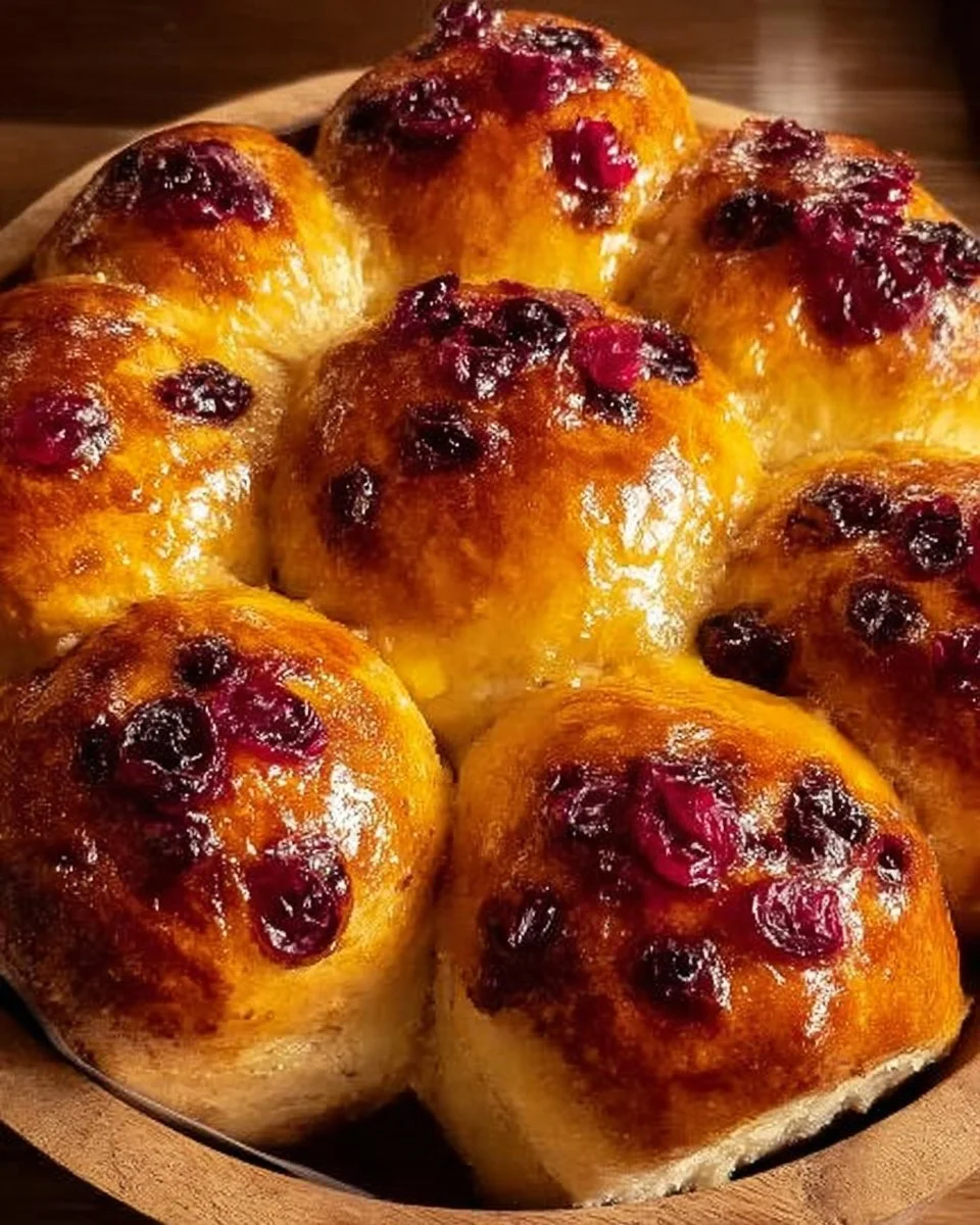 Cranberry Orange Dinner Rolls baked fresh, ready to serve