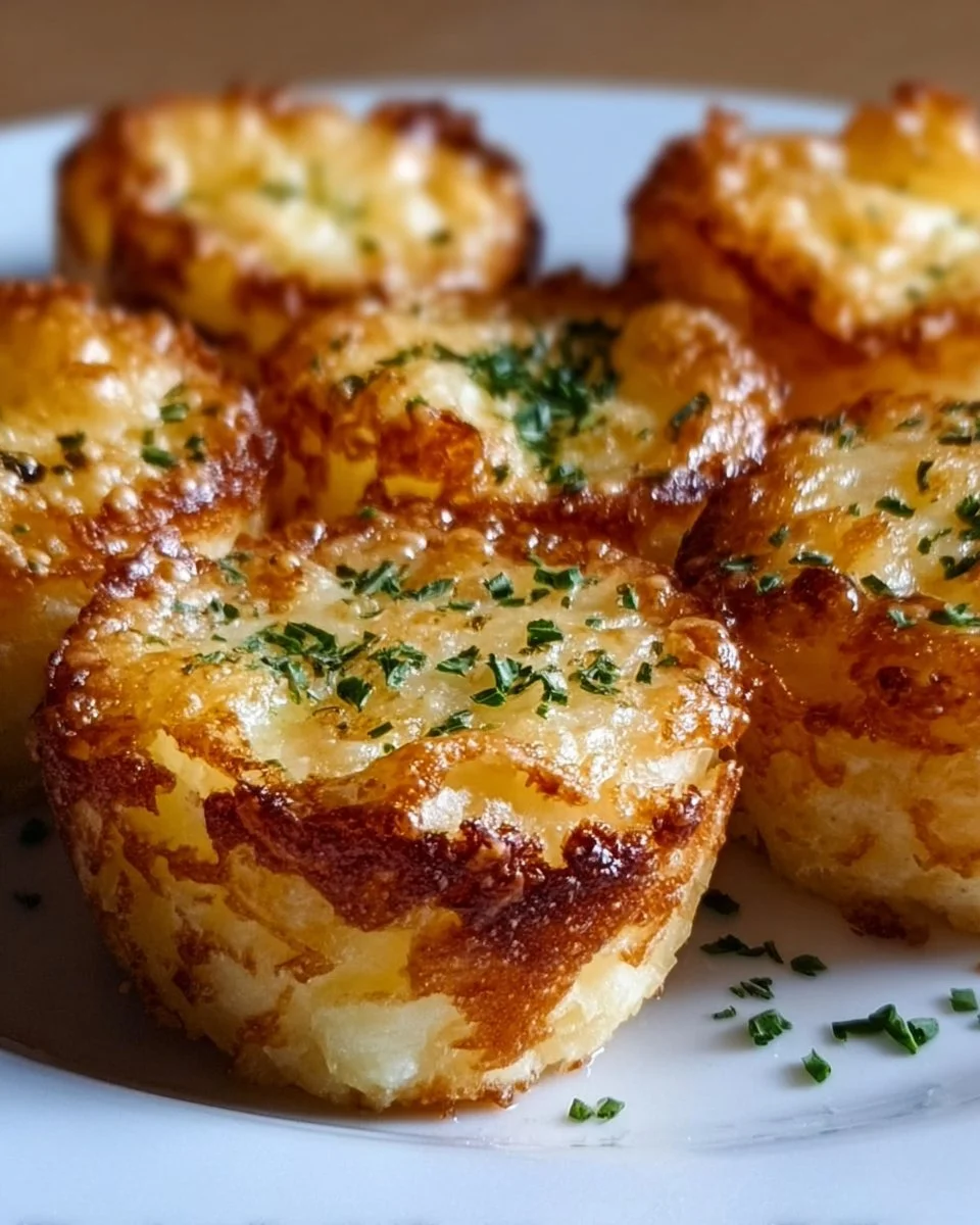 Crispy mashed potato cheese puffs on a plate garnished with herbs