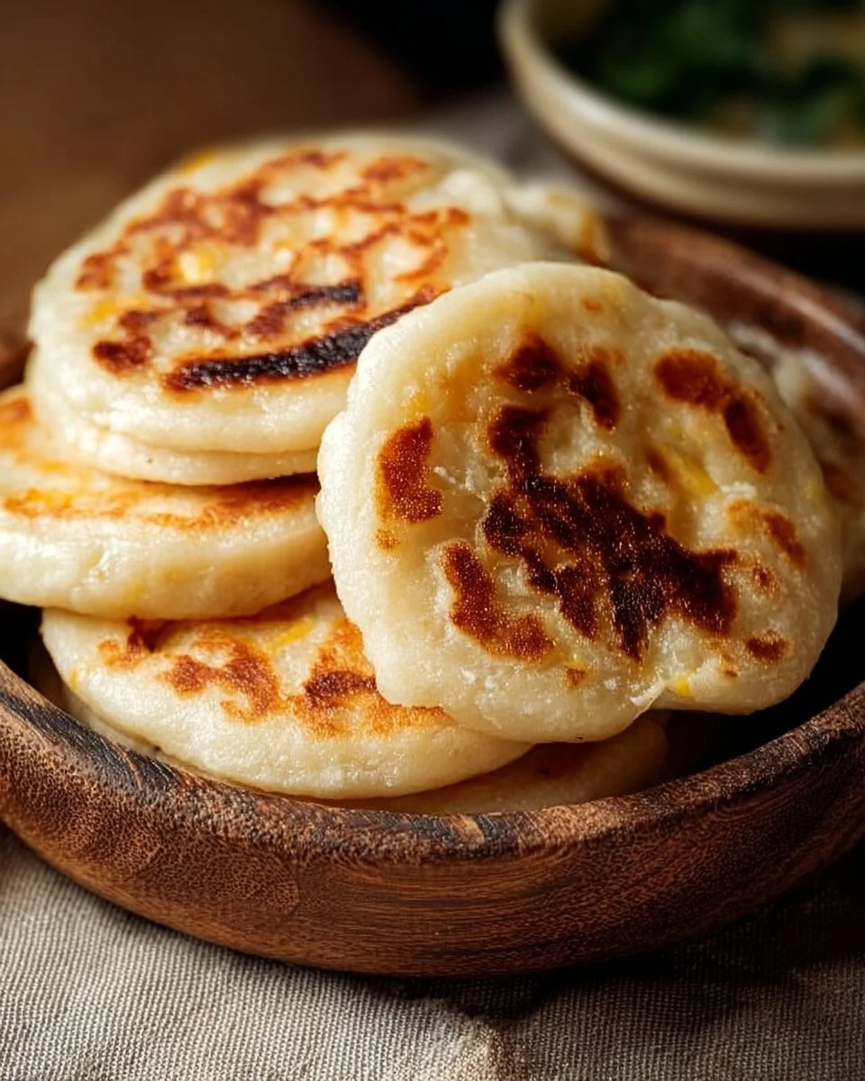 Delicious gooey masa cheese pupusas on a plate, ready to be enjoyed.