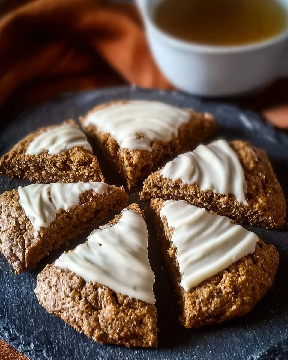 Cozy gingerbread scones fresh from the oven, perfect for fall indulgence.