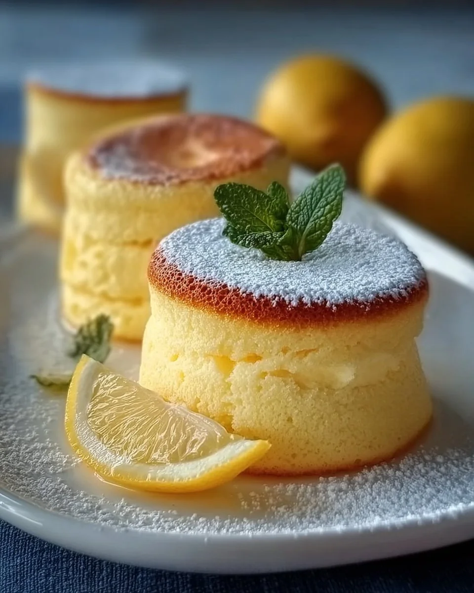 Delicious lemon soufflé cakes with a light, fluffy texture and bright citrus flavor