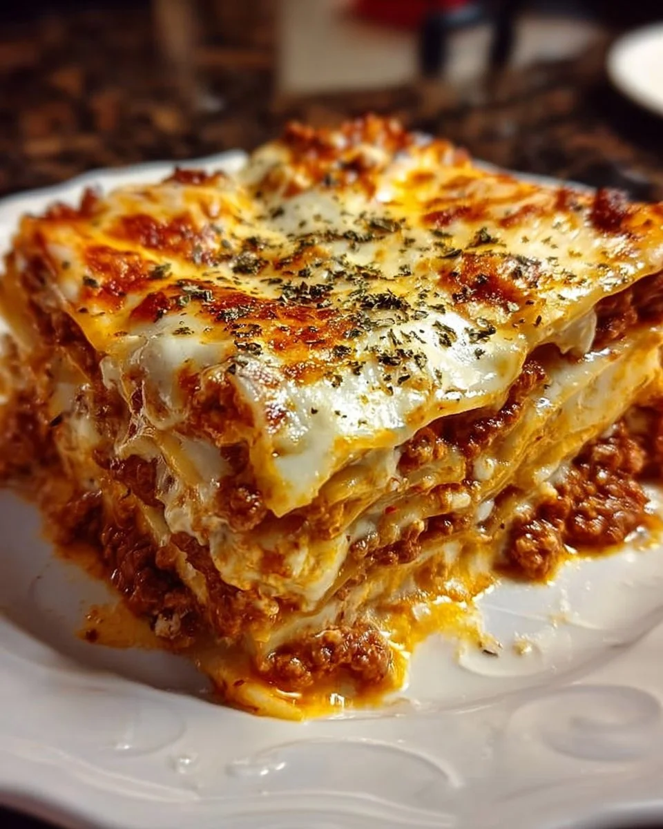 Delicious Million Dollar Italian Lasagna with layers of pasta, cheese, and rich sauce