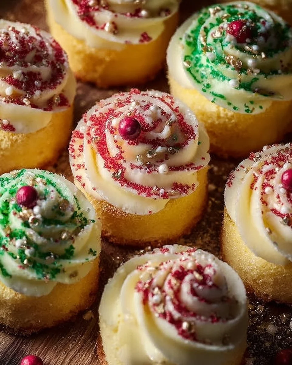 Mini holiday butter cakes with festive swirls ready for the celebration