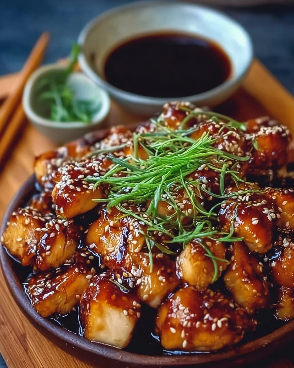 Plate of Paleo Chicken Teriyaki served with fresh vegetables and garnishes